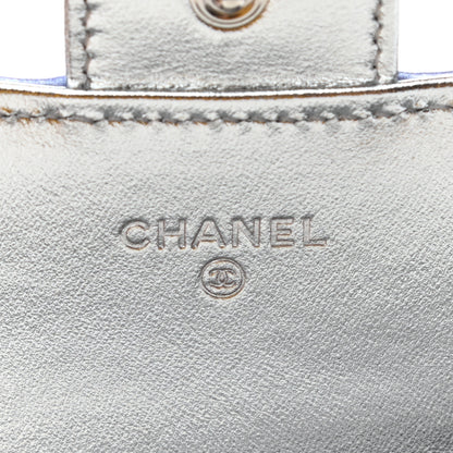 Chanel Gradient Metallic Calfskin Quilted Large Gusset Flap Wallet Silver Blue Yellow Purple 6 of 9
