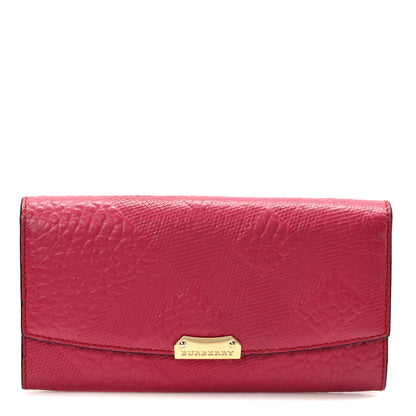 Burberry Signature Grain Calfskin Check Embossed Porter Continental Wallet Dark Plum 1 of 8