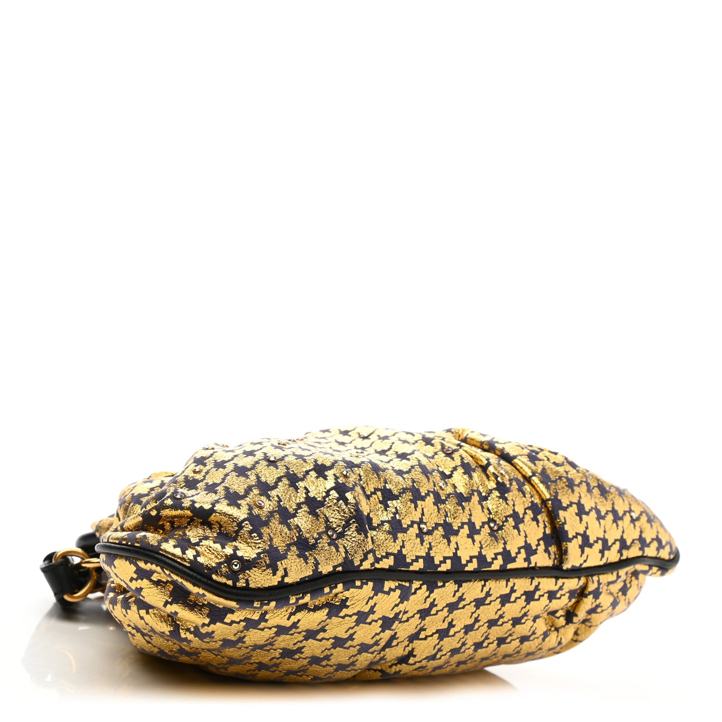 Metallic Lambskin Crystal Stam Bag Gold Black