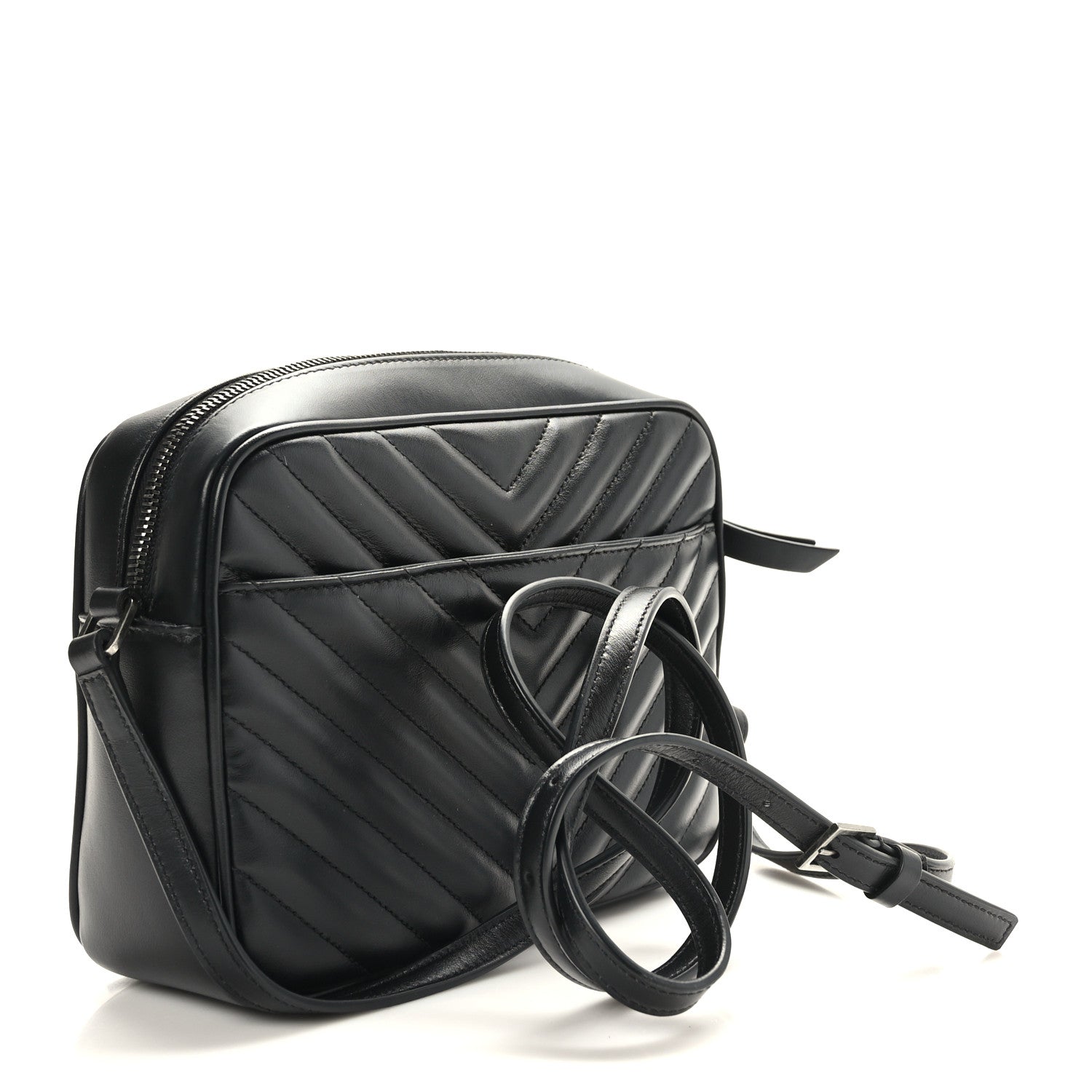 Saint Laurent Calfskin Matelasse Monogram Lou Camera Bag Black 3 of 9