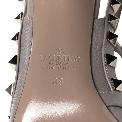 Valentino Garavani Pebbled Calfskin Rockstud Ankle Strap Pumps 39 Poudre 6 of 9