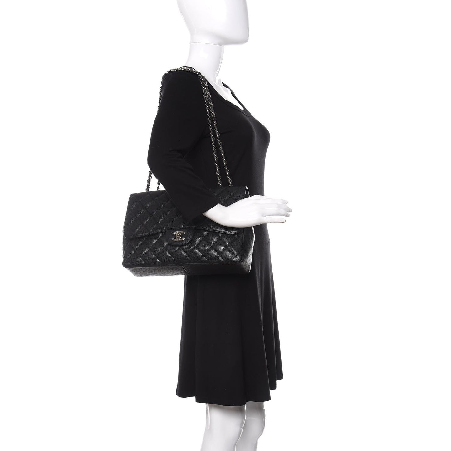 Caviar Quilted Jumbo Single Flap Black