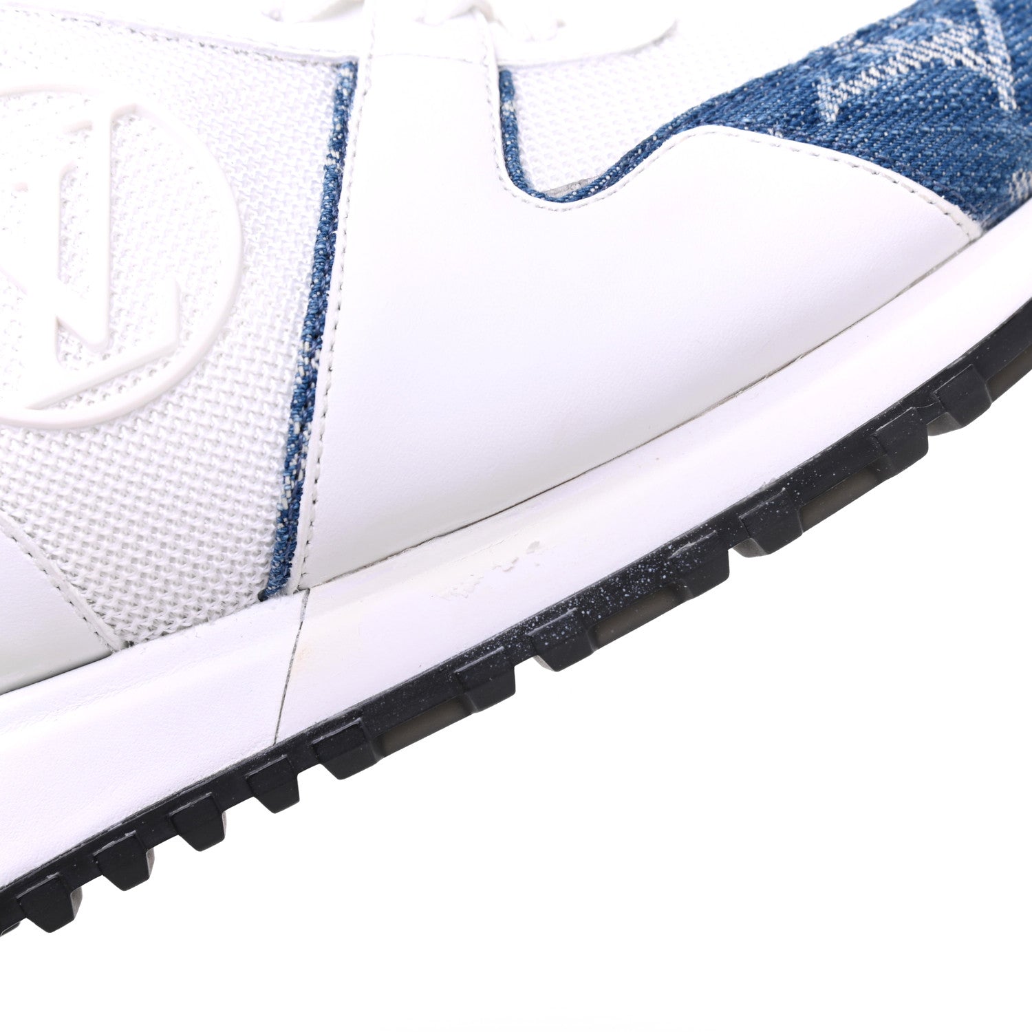 Louis Vuitton Calfskin Monogram Denim Run Away Sneakers 38 White 9 of 11