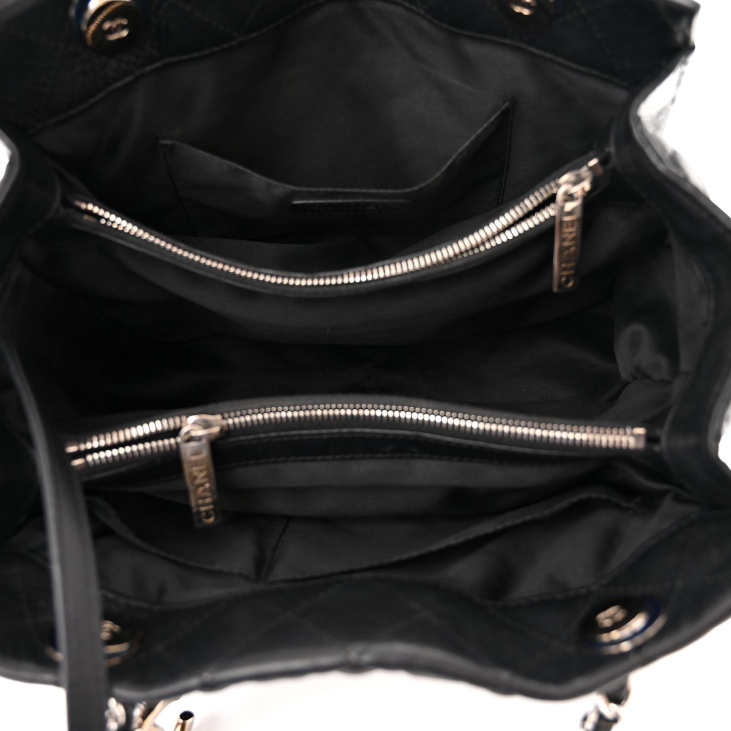 Calfskin Quilted Small Chic and Soft Shopping Tote Black