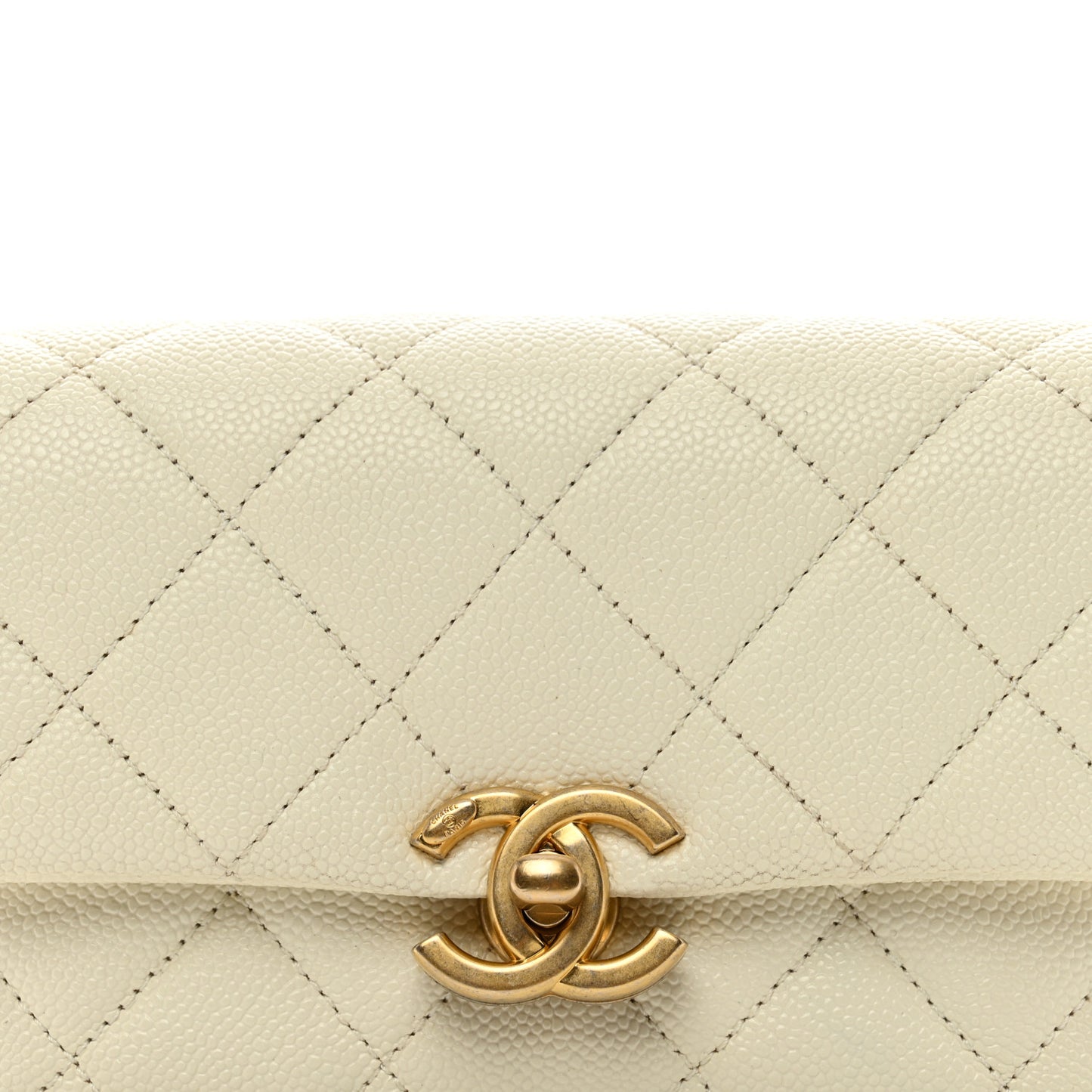 Caviar Quilted Chain Melody Waist Belt Bag White