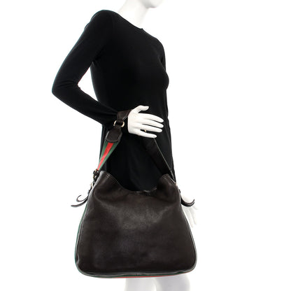 Gucci Calfskin Web Heritage Shoulder Bag Dark Brown 2 of 16