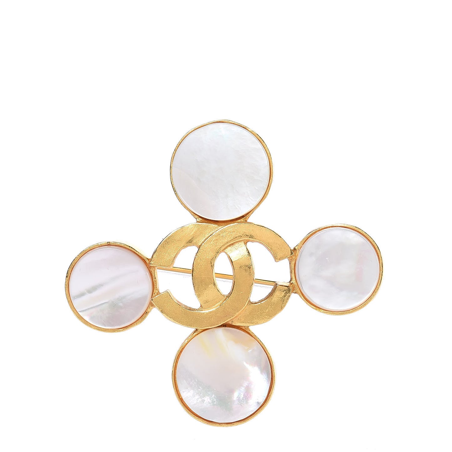 Mother of Pearl CC Brooch Gold