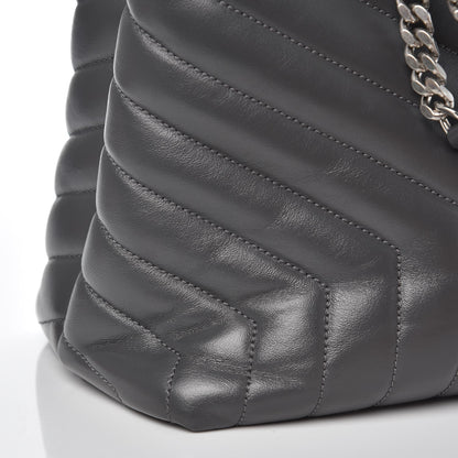 Saint Laurent Calfskin Y Quilted Monogram Large Loulou Chain Satchel Grey 8 of 8