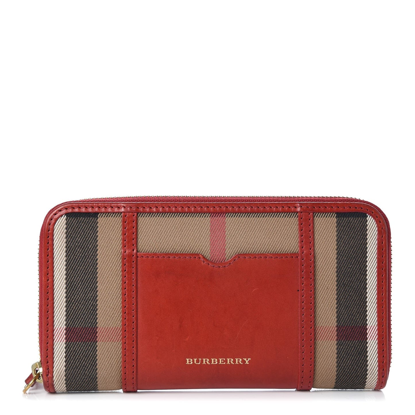 House Check Large Sartorial Ziggy Zip Around Wallet Military Red
