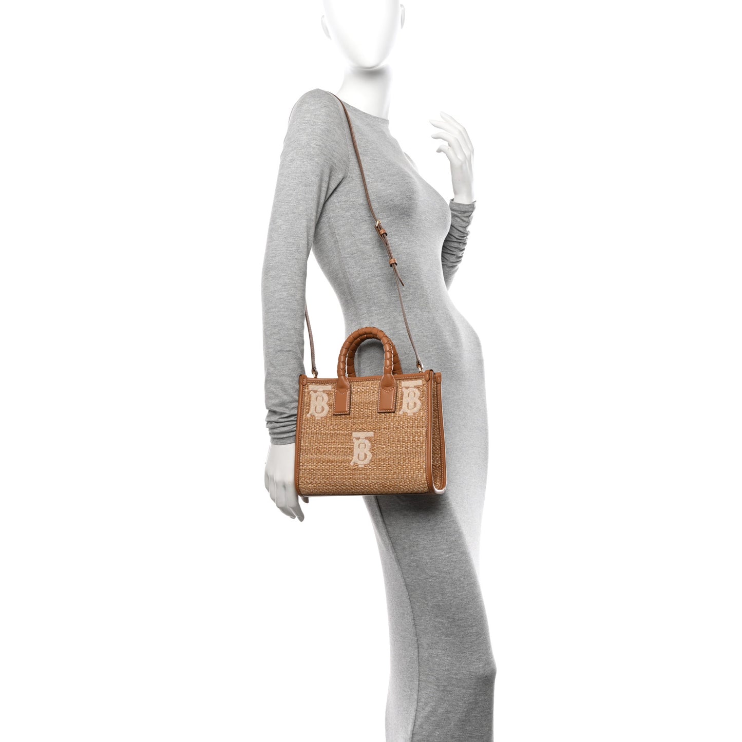 Raffia Calfskin Mini Freya Tote Natural