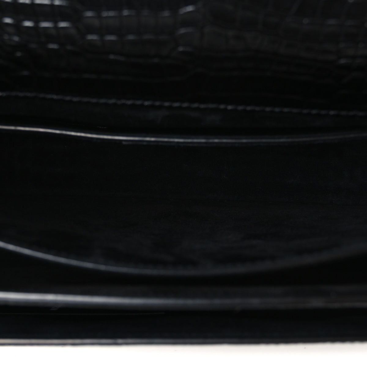 Saint Laurent Calfskin Crocodile Embossed Large Monogram Sunset Black 5 of 12