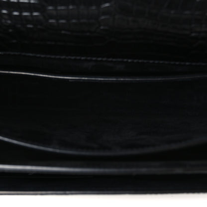 Saint Laurent Calfskin Crocodile Embossed Large Monogram Sunset Black 5 of 12
