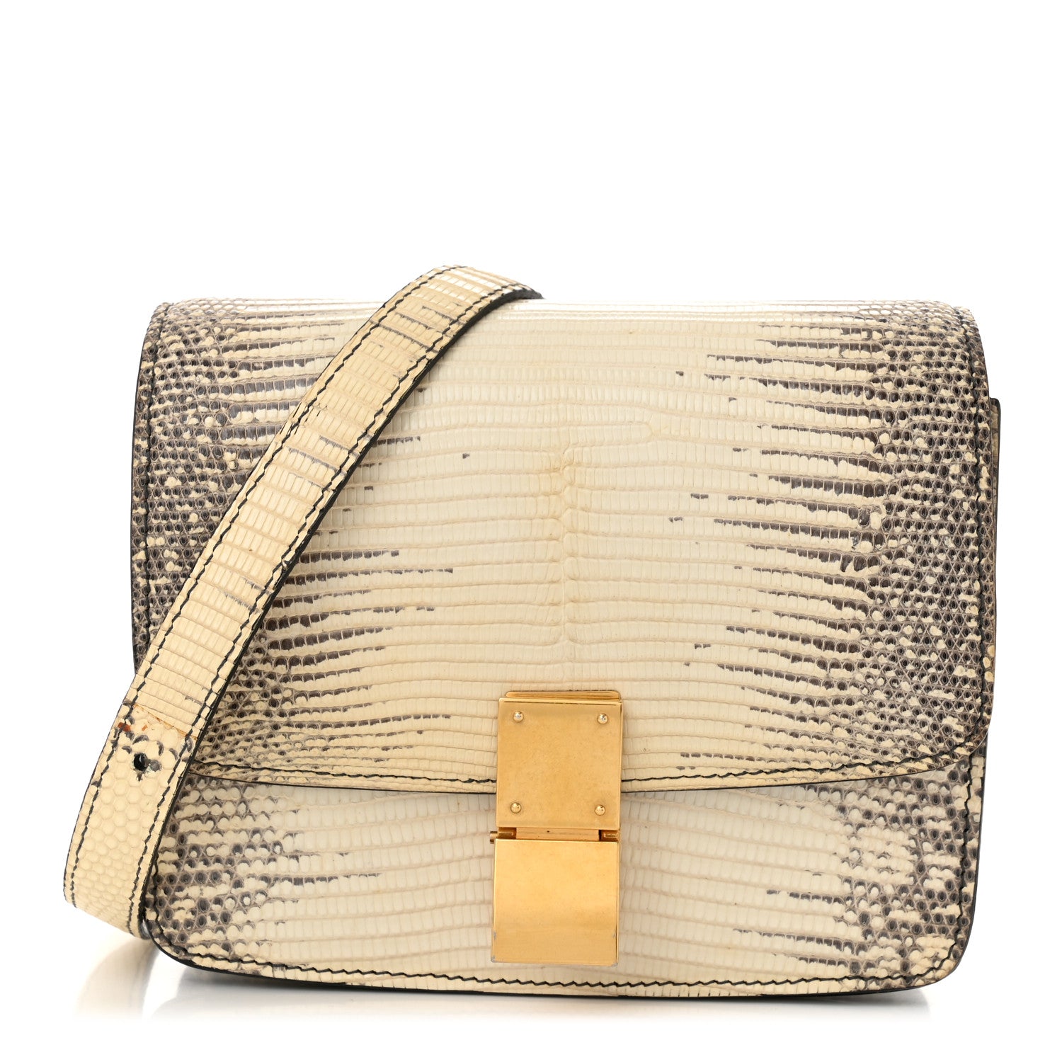 Celine Lizard Medium Classic Box Flap Bag Natural 1 of 10