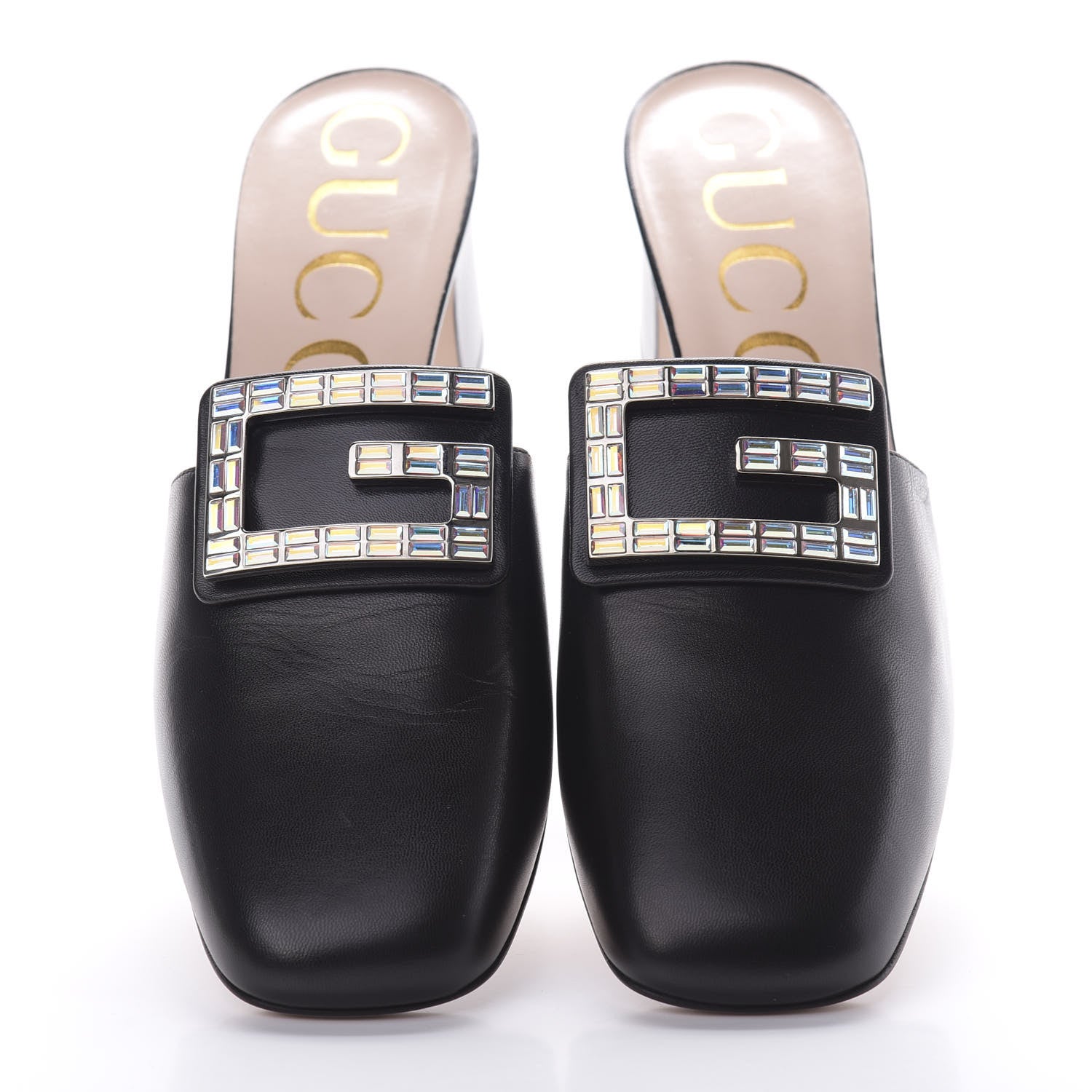 Gucci Malaga Kid Crystal Square G Madelyn Mules 40.5 Black 8 of 10