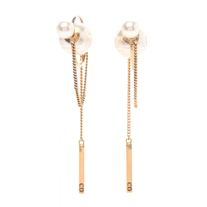 Christian Dior Pearl Tribales Dangle Chain Earrings Gold 1 of 4