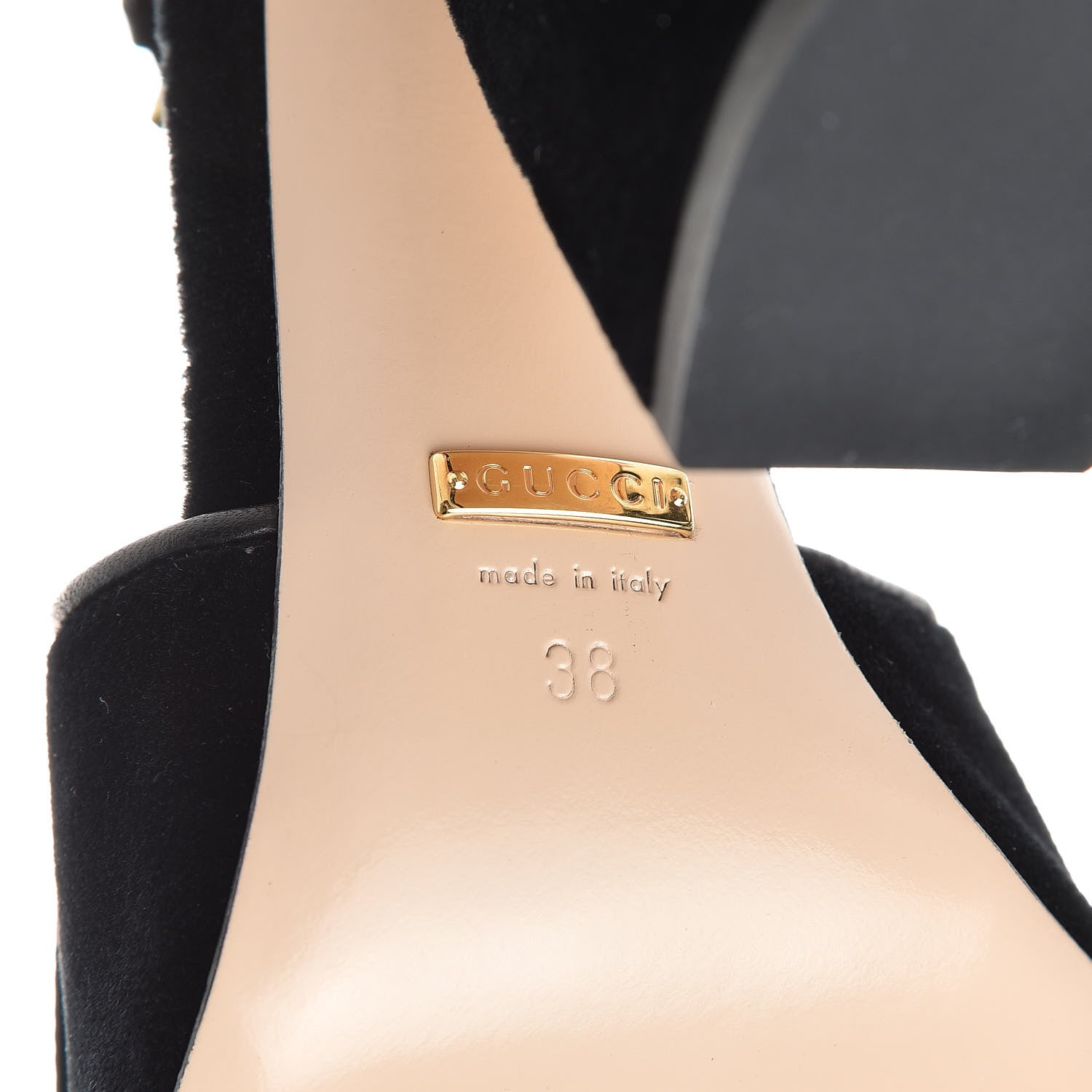 Gucci Velvet Pearl Bee Embellished Sandals 38 Black 8 of 15