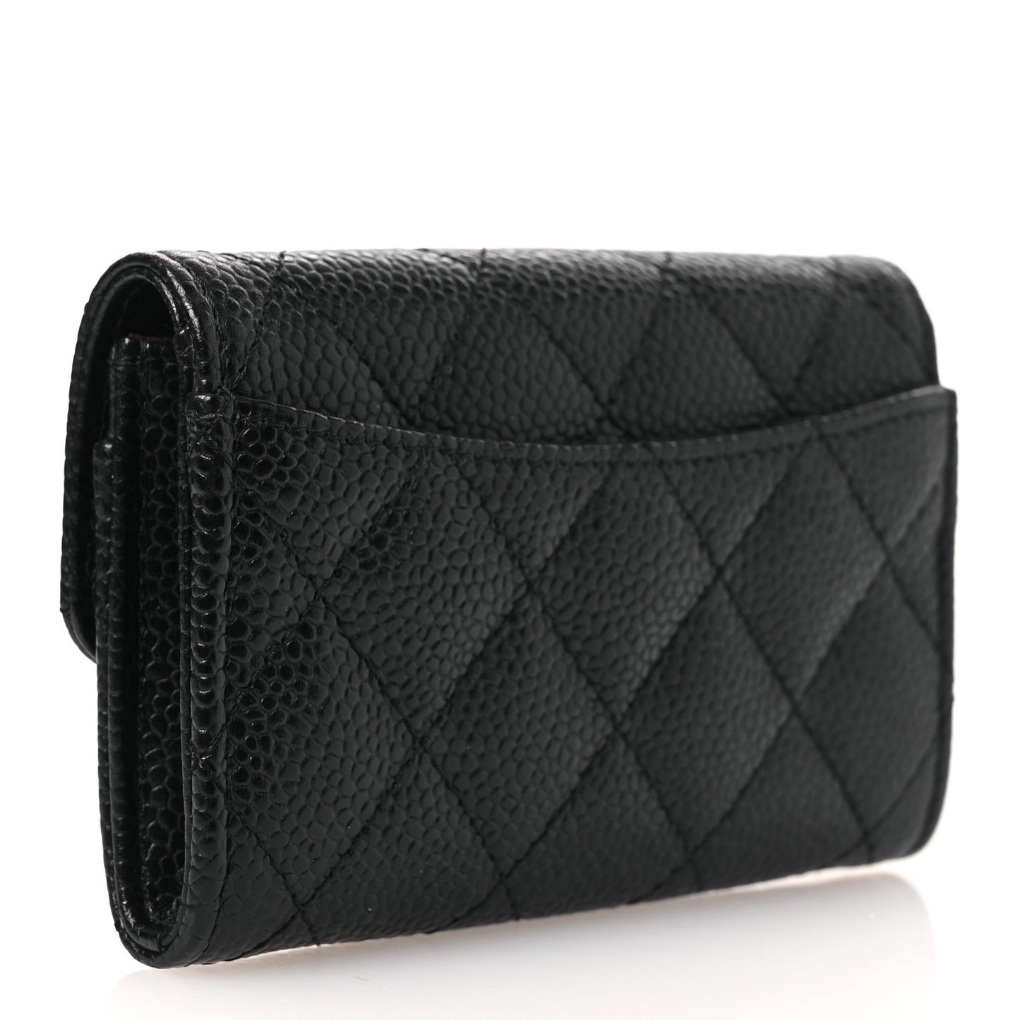 Caviar Quilted Flap Card Holder Black