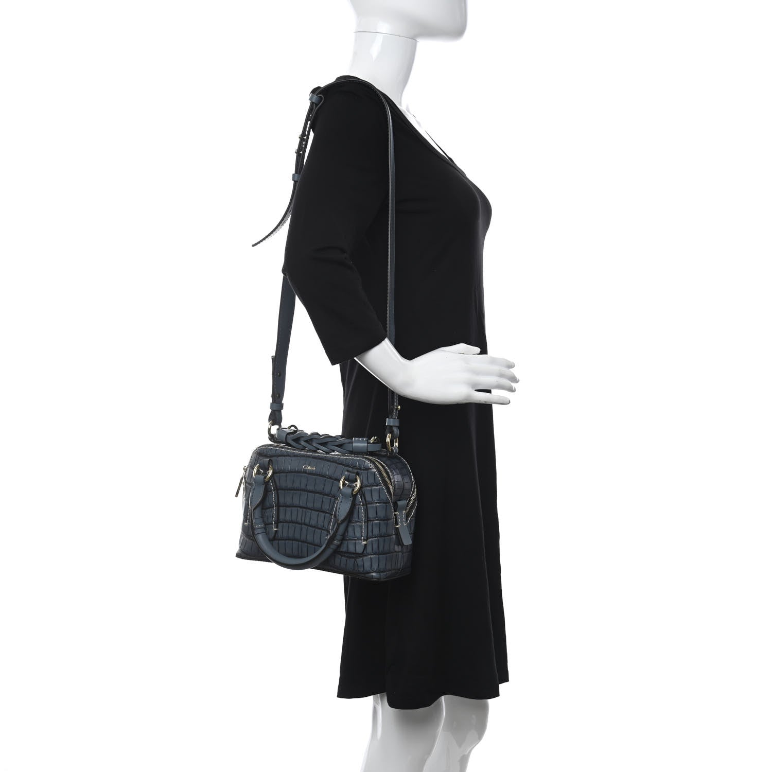 Chloe Calfskin Crocodile Embossed Small Daria Blue 2 of 11