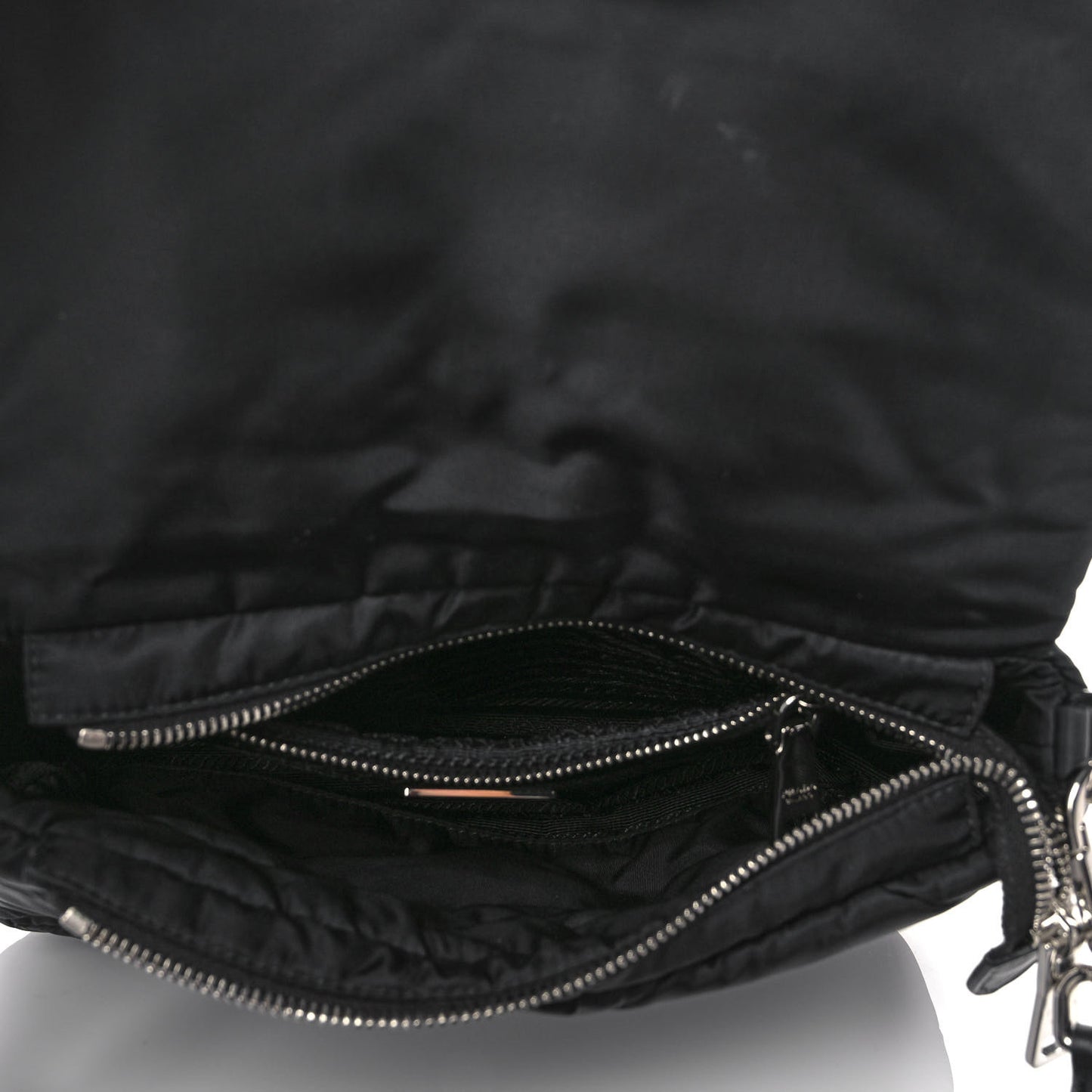 Re-Nylon Quilted Padded Flap Shoulder Bag Black