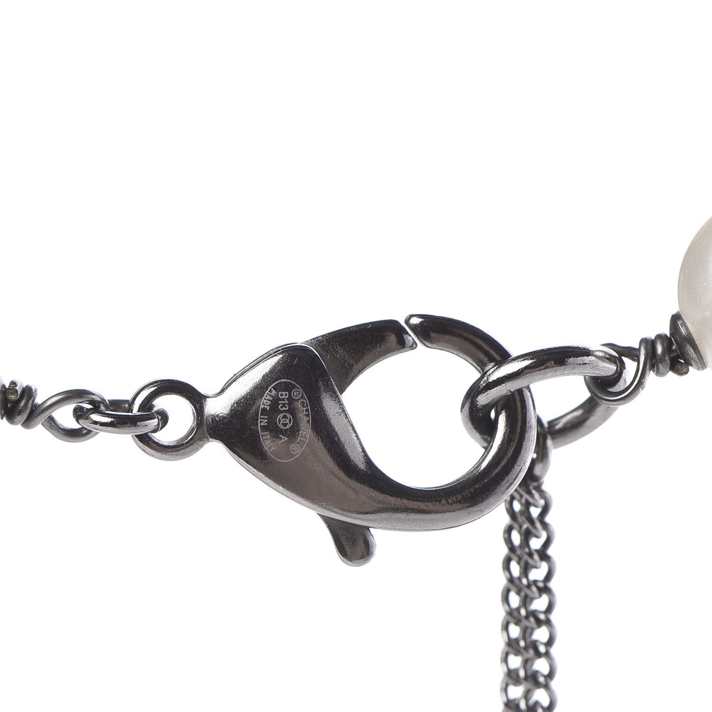 Ruthenium Bead Pearl Tweed CC Necklace Green