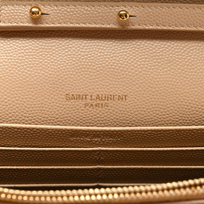 Saint Laurent Grain De Poudre Matelasse Chevron Monogram Chain Wallet Nude Powder 6 of 10
