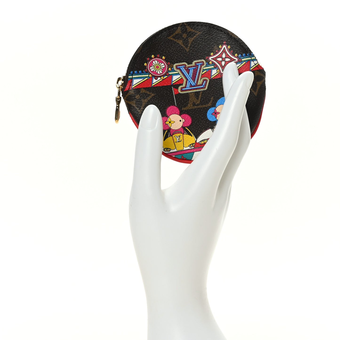 Monogram 2020 Christmas Animation Bumper Cars Round Coin Purse Coquelicot