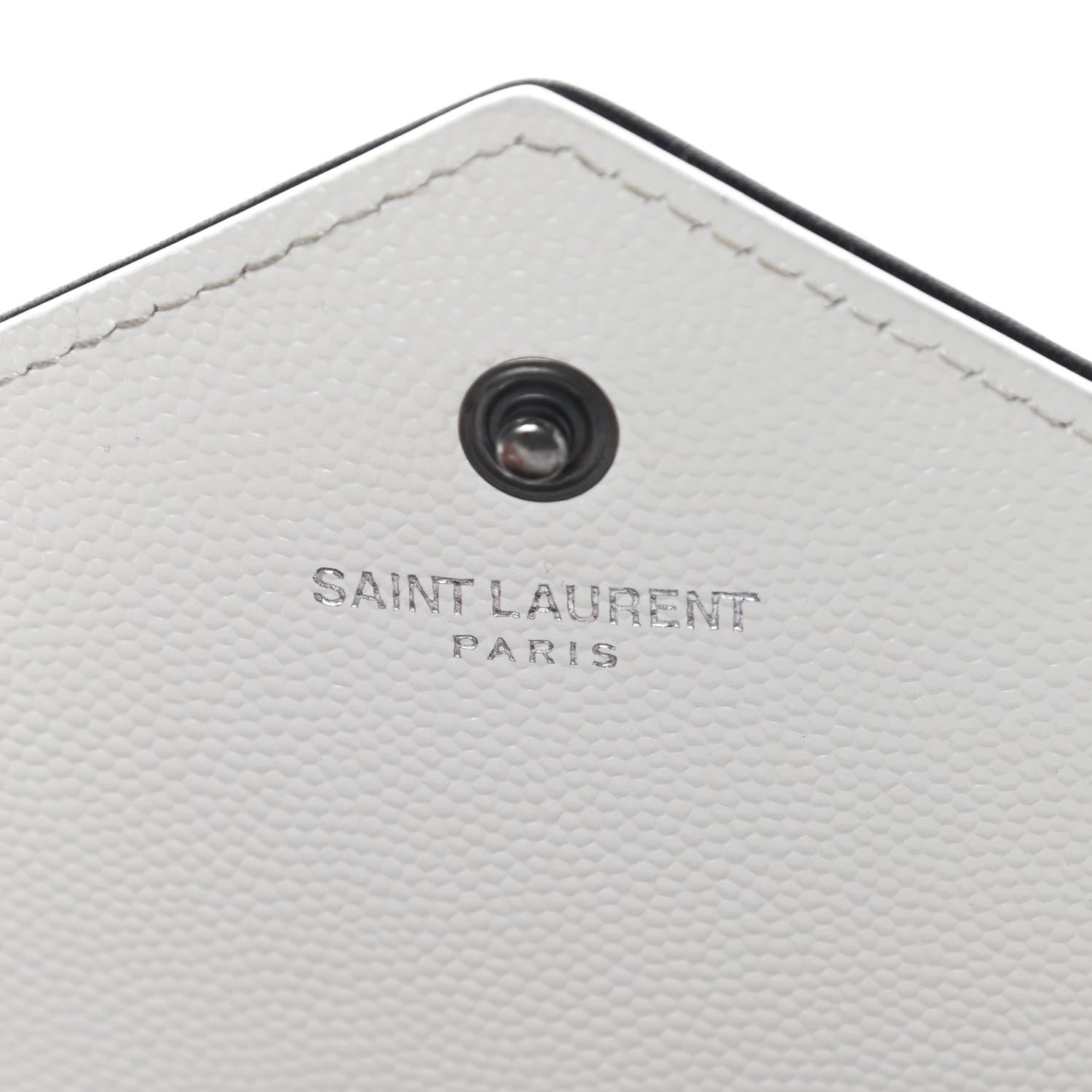 Saint Laurent Grain De Poudre Matelasse Monogram Chain Wallet White Black 7 of 11