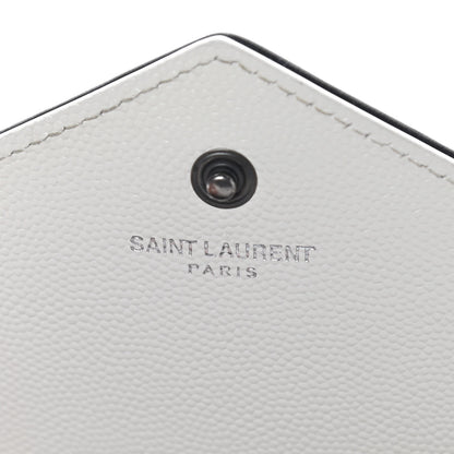 Saint Laurent Grain De Poudre Matelasse Monogram Chain Wallet White Black 7 of 11