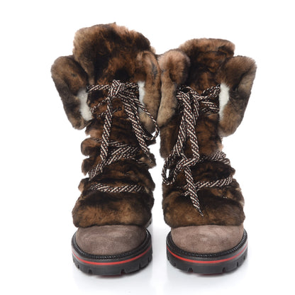 Christian Louboutin Suede Orylag Fur Mens Snow Black Flat Hiking Boots 41 Testa Di Moro Naturel 2 of 9