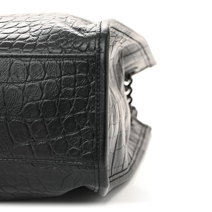 Saint Laurent Calfskin Crocodile Embossed Monogram Medium Niki Shopping Bag Black 10 of 10
