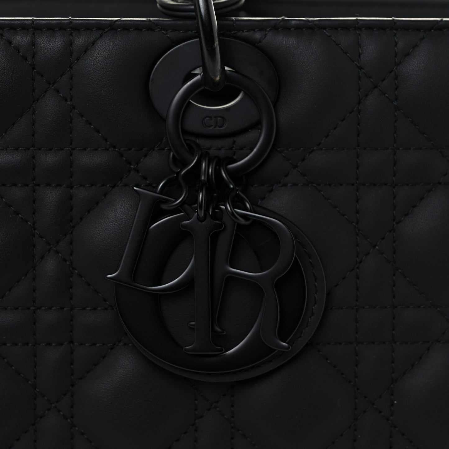 Ultra Matte Calfskin Cannage Large Lady Dior Black