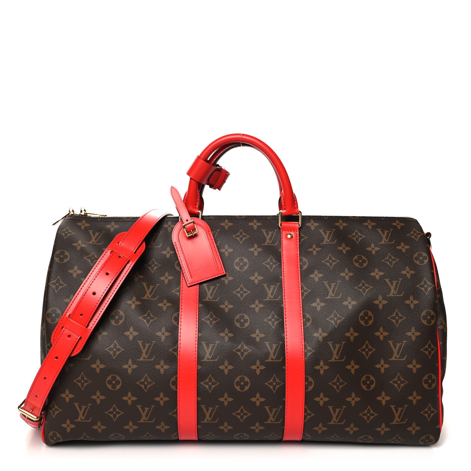 Louis Vuitton Calfskin Monogram Keepall Bandouliere 50 Coquelicot 1 of 10