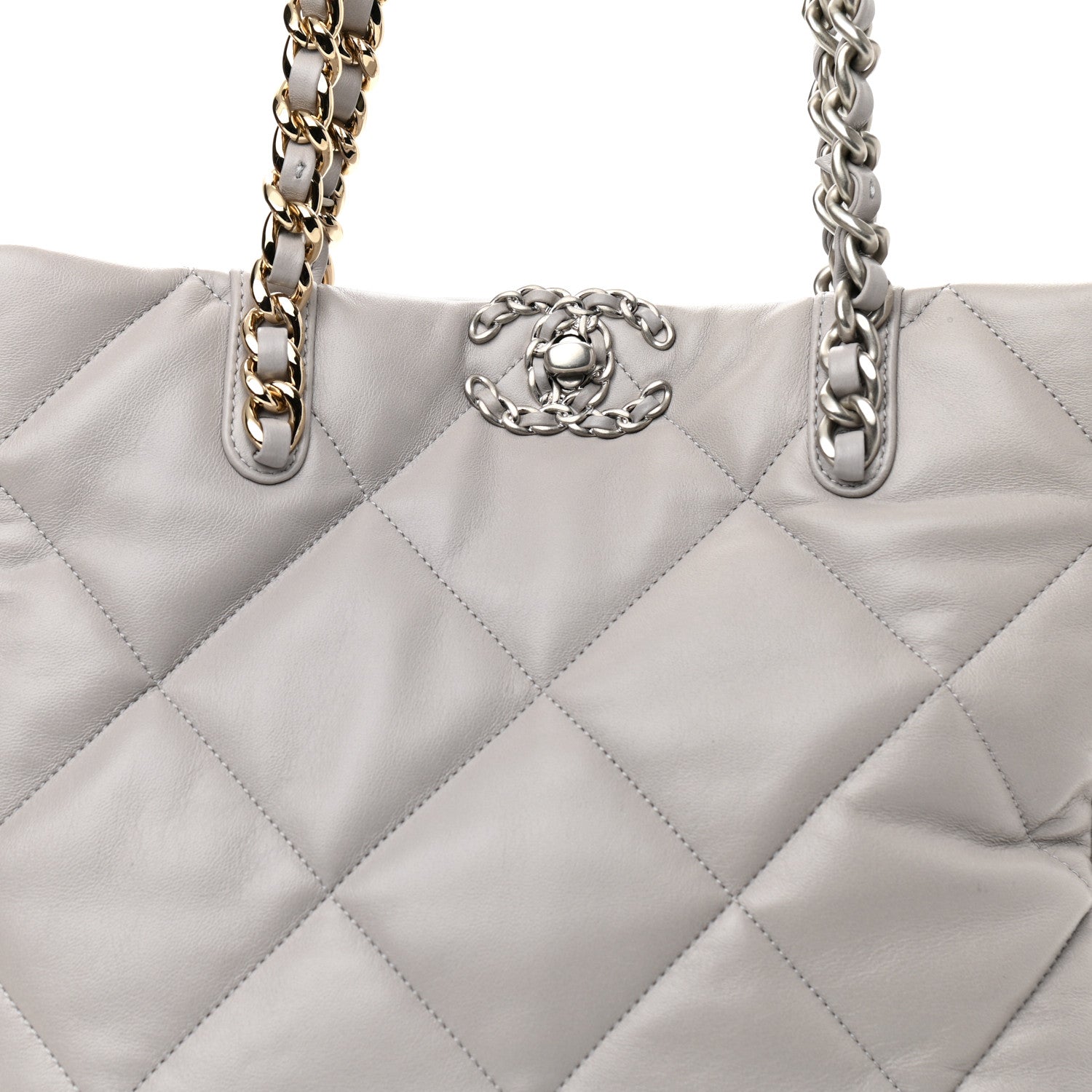 Chanel Lambskin Quilted Chanel 19 Shopping Bag Grey 8 of 11