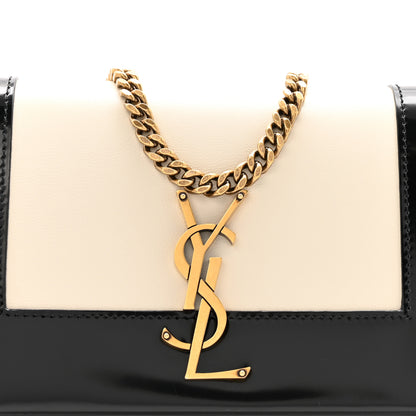 Saint Laurent Nappa Patent Calfskin Two-Toned Small Monogram Kate Satchel Alabastro Black 8 of 11