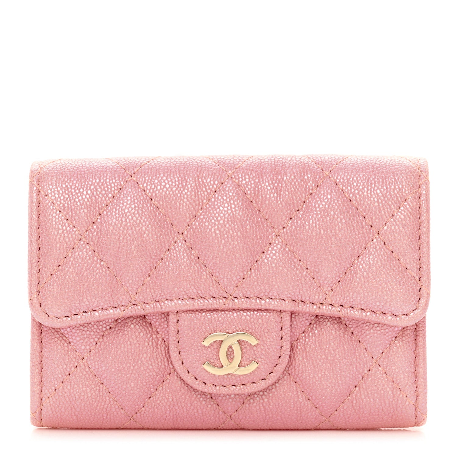 Chanel Iridescent Caviar Quilted Flap Card Holder Rose Pink 1 of 9