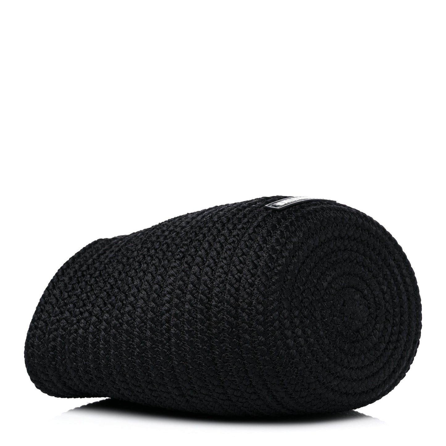 Nylon Lambskin Woven Small Ibiza Basket With Strap Black