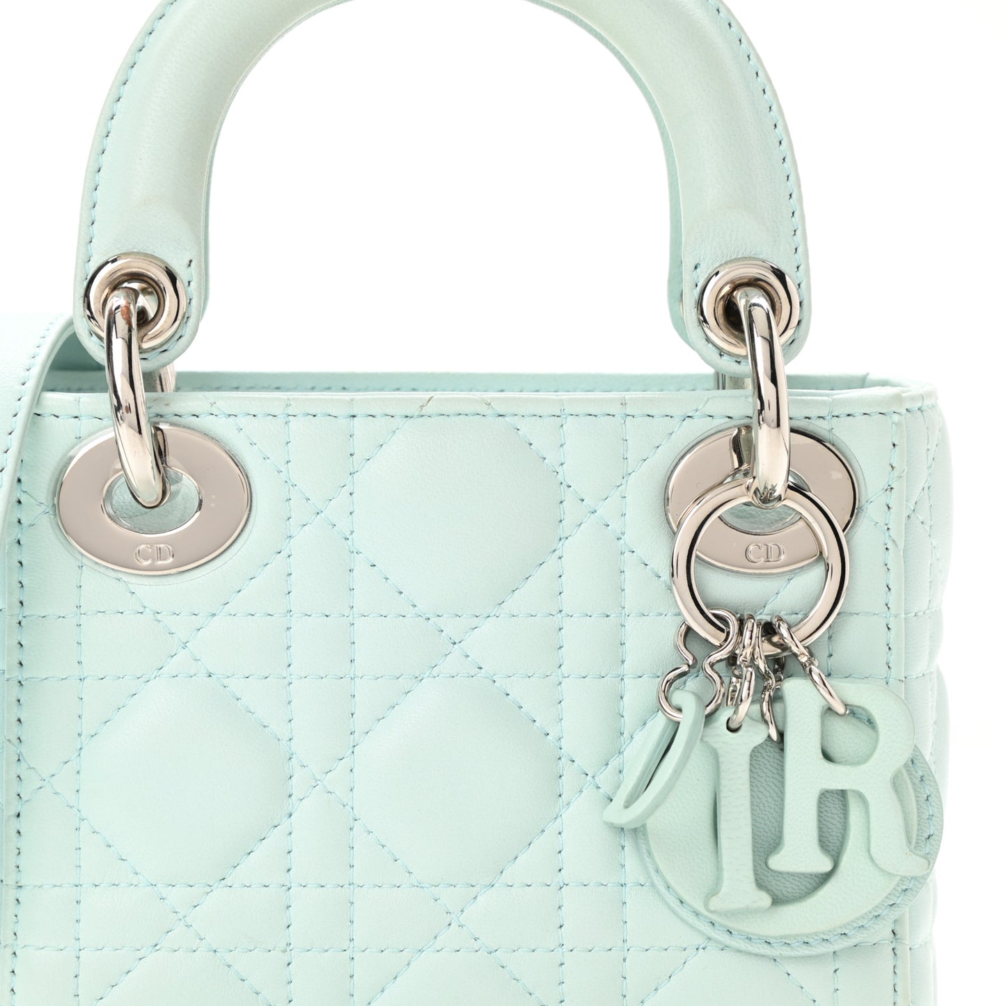 Lambskin Cannage Micro Lady Dior Turquoise