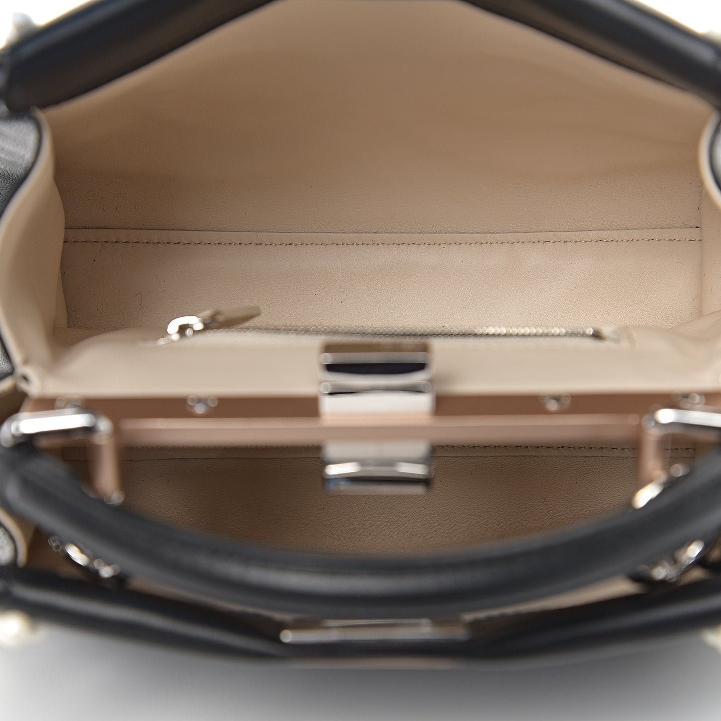Calfskin Flowers and Bows Scalloped Mini Peekaboo Iconic Satchel Black Camelia