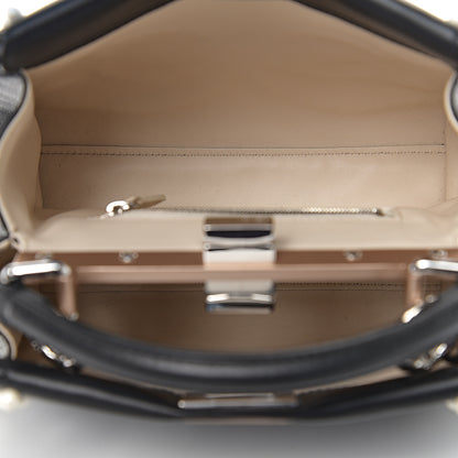 Fendi Calfskin Flowers and Bows Scalloped Mini Peekaboo Iconic Satchel Black Camelia 4 of 8