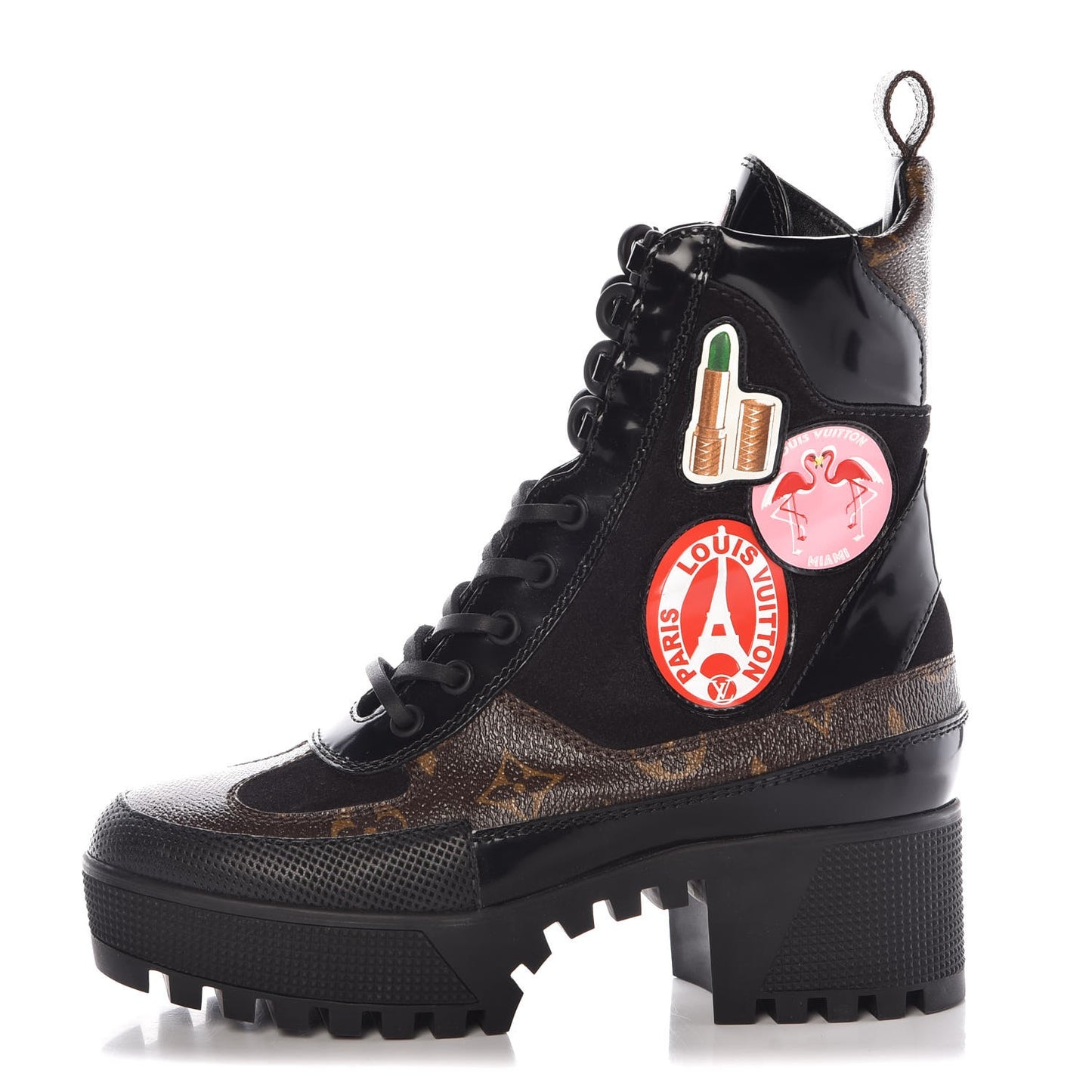 Suede Calfskin Monogram World Tour Platform Desert Boots 35 Black