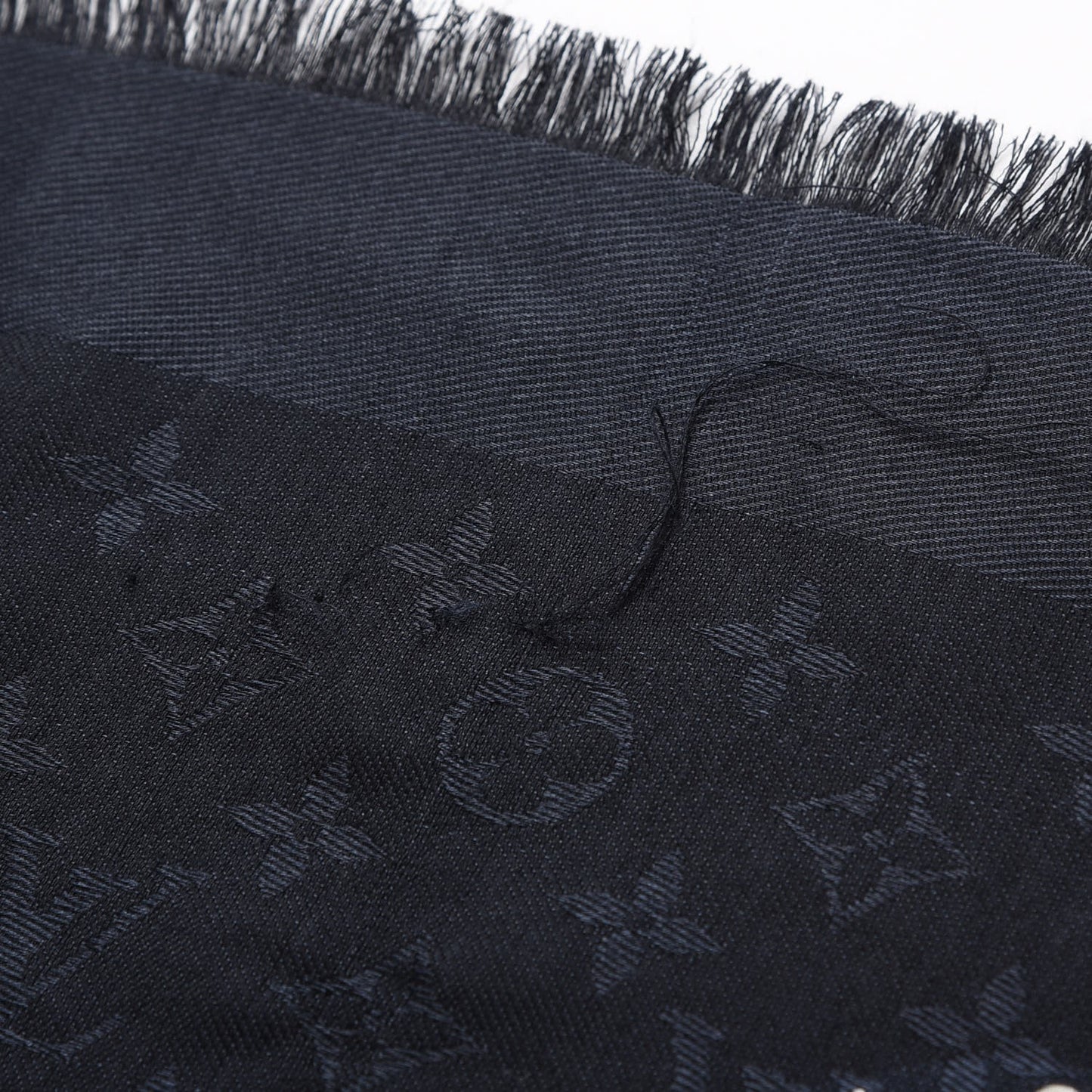 Silk Wool Monogram World Tour Shawl Black