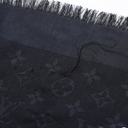 Louis Vuitton Silk Wool Monogram World Tour Shawl Black 8 of 11