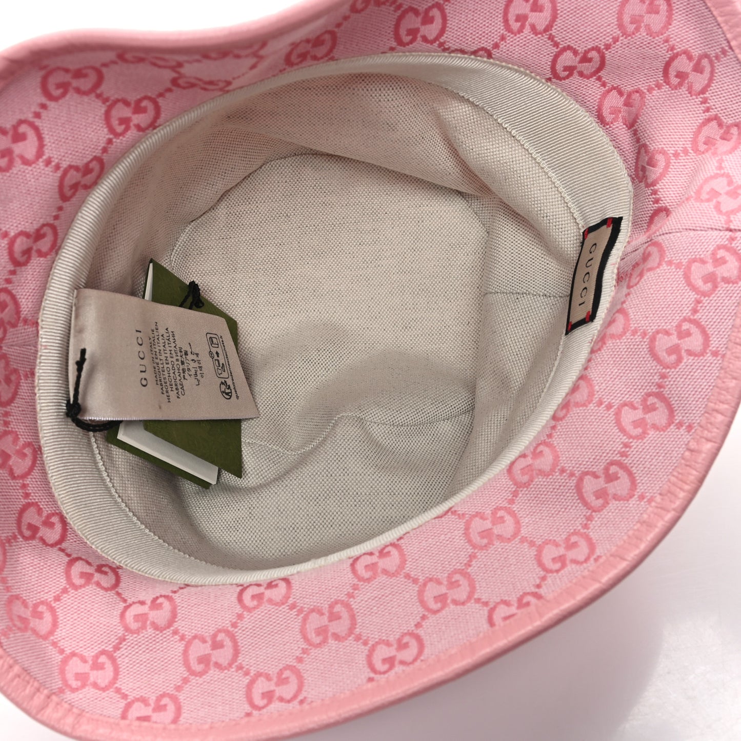 Monogram Textured Dollar Calfskin GG Jago Bucket Hat M Soft Cotton Candy Dark Cotton Candy