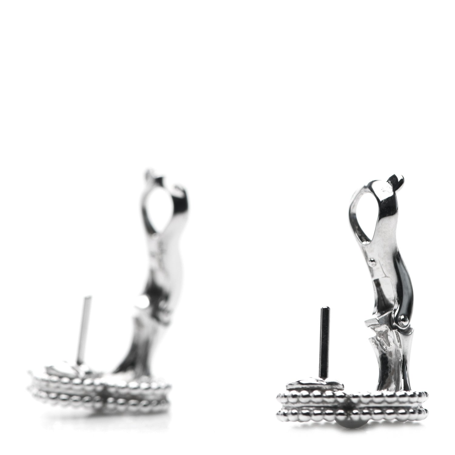 Van Cleef & Arpels 18K White Gold Diamond Vintage Alhambra Earrings 3 of 6
