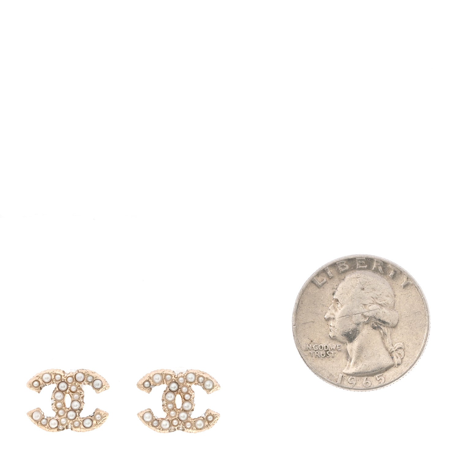 Chanel Metal Graduated Pearl Crystal CC Earrings Light Gold 2 of 5