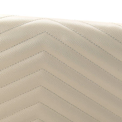 Saint Laurent Grain De Poudre Matelasse Chevron Monogram Envelope Chain Wallet Nude Powder 12 of 15
