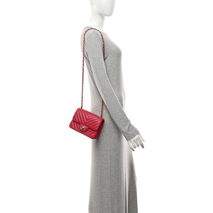 Chanel Lambskin Chevron Quilted Mini Square Flap Fuchsia 2 of 11