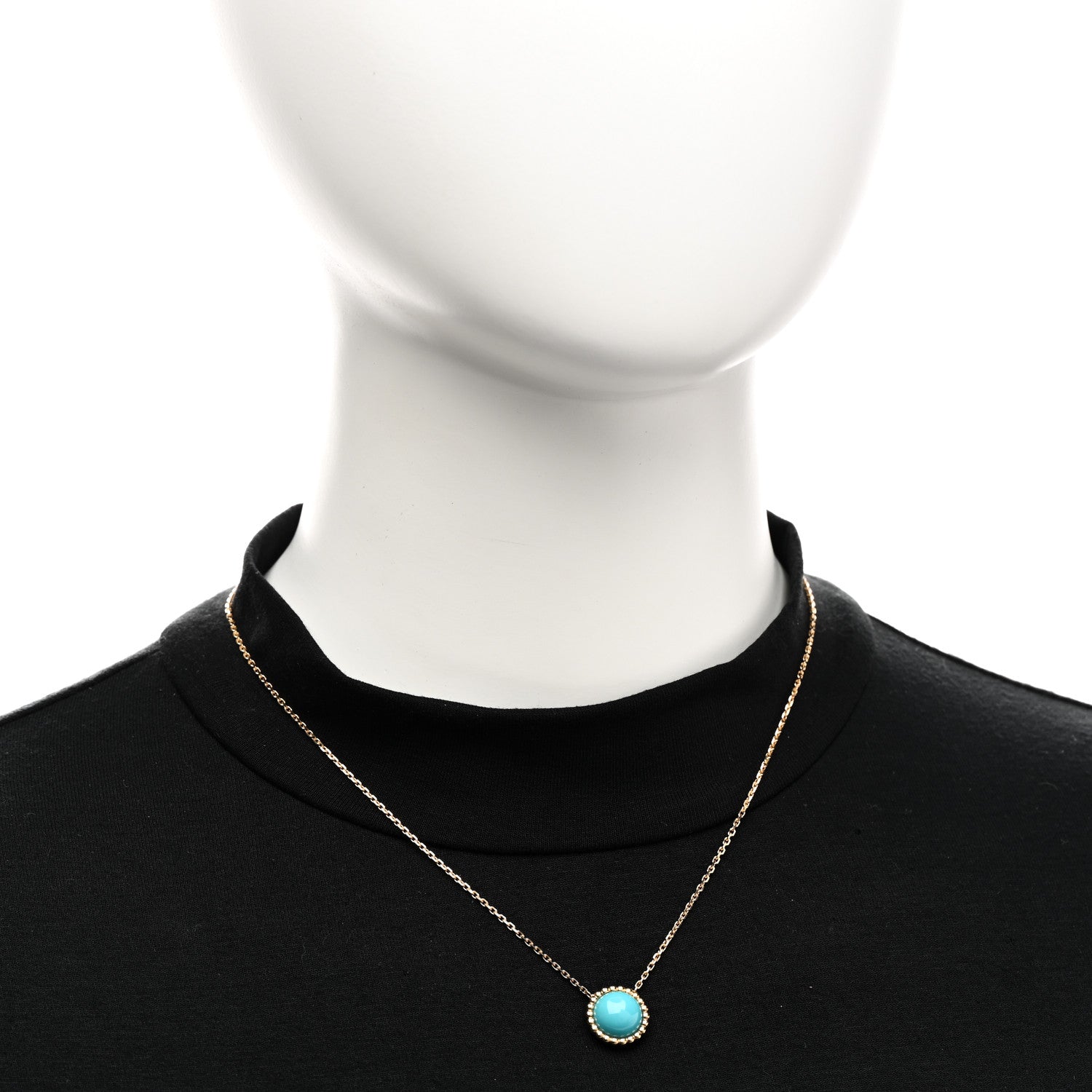 Van Cleef & Arpels 18K Yellow Gold Turquoise Perlee Couleurs Pendant Necklace 2 of 6