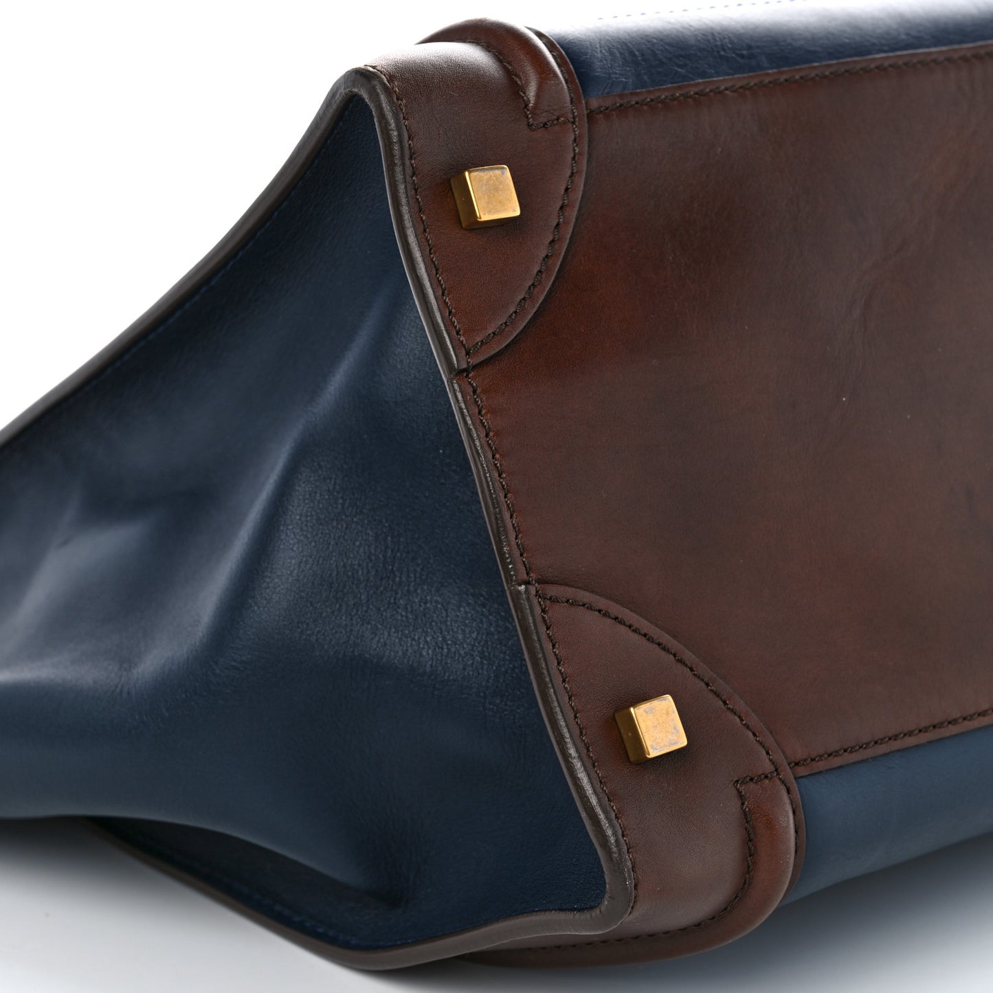 Smooth Calfskin Mini Bi-Color Luggage Navy
