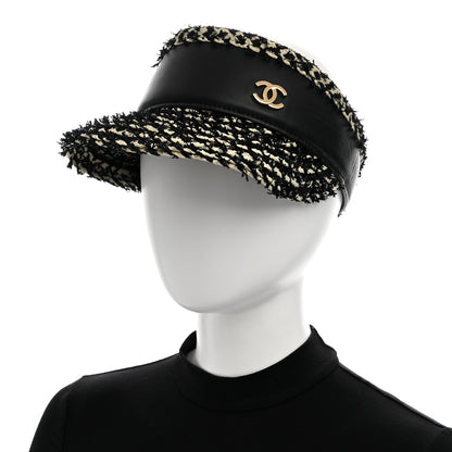Chanel Abaca Cotton Ribbon Visor Black Beige 2 of 9